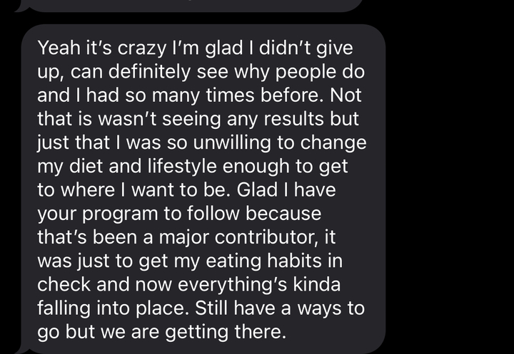 Member text to Jake: I am glad I did not give up, glad I have your program to follow